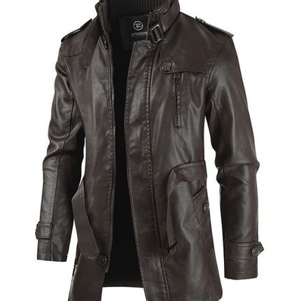 2024 Export Ebay New Men's Casual Fashion Leather Jacket Pu Hooded Slim Young Men's Leather Jacket