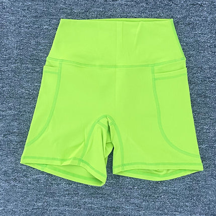 Summer Quick Drying Naked Sports Shorts High Waist Tight Yoga Pants Pocket Running Fitness Shorts 125