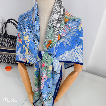 130 new winter fashion warm large square silk wool material plant garden flower lady shawl scarf