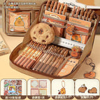 Multi-layer standing pen case-coffee 10 capybara sticker note pendant 2 brooch