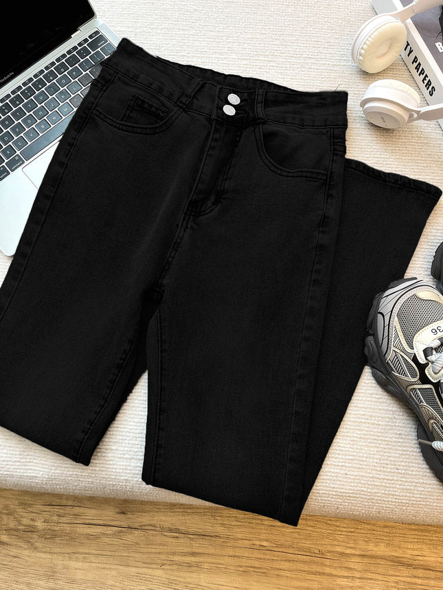 Micro Flare Jeans Women's High Waist 2024 New Summer Tight Slimming Stretch Straight Loose Trendy Mop Pants