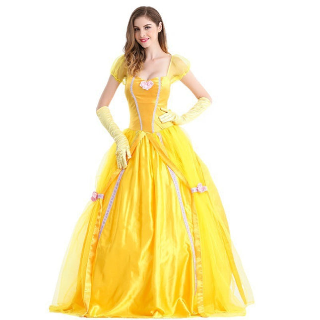 Halloween Costume Beauty and the Beast Movie Character Belle Princess Yellow Dress Game Princess Costume
