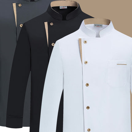 New Stretch Chef Work Clothes Long-sleeved Autumn and Winter Restaurant Baking Men's and Women's Short-sleeved Kitchen Work Clothes