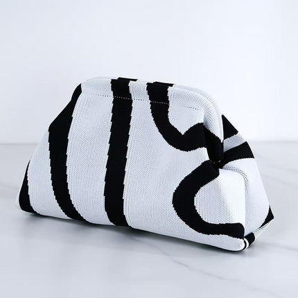 Explosive Cross-border Woven Cloud Bag Girl's Commuter All-match Striped Bag Outdoor Travel Storage Portable Bag Clamp Bag