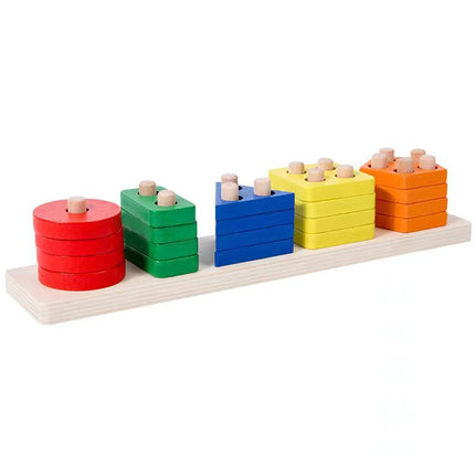 Children's Educational Montessori Geometry Set Column Early Education 3 to 6 Years Old Boys and Girls Baby Shape Matching Building Block Toys
