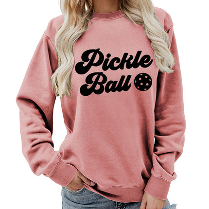Pickle ball Printed Round Neck Women's Top Sweatshirt Foreign Trade Supply Autumn and Winter Coat Casual Loose European Size