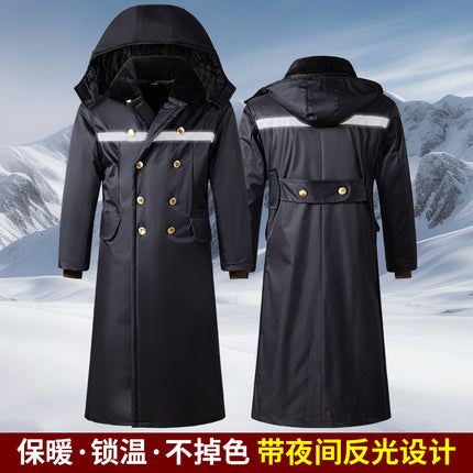Long Military Cotton Coat Winter Extended and Thickeneded Cold Storage Cold-Proof Labor Protection Clothing Security Property Duty Coat Cotton Coat
