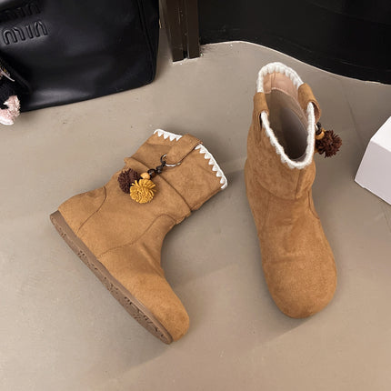 Retro Flats Suede Boots 2025 Autum New Soft-Soled Non-Slip Short Boots Maillard Western Cowboy Boots