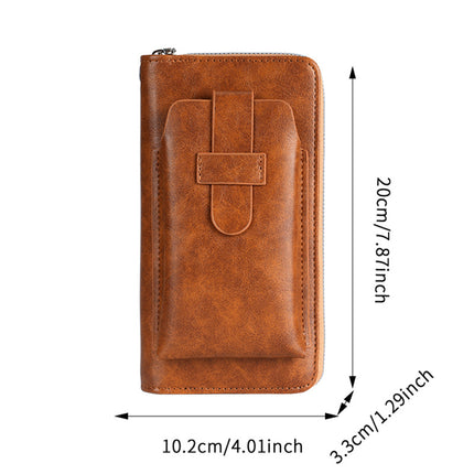 Men's Wallet Long New Leather Wallet Multi-Card Slot Wallet Two-In-One Men's Business Zipper Multi-Function Mobile Phone Bag Original