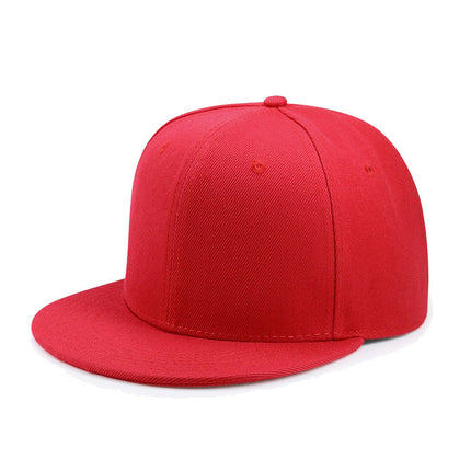 Cross-Border Color-Blocked American-Style Six-Panel Flat-Brim Hip-Hop Hat for Men and Women, Solid Color Plain Flat-Brim Hip-Hop Baseball Cap, Unisex