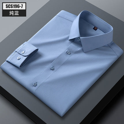 SCS196 Mulberry Silk Men's Shirt Long-sleeved Quality Men's Solid Color Clear Color Business Casual All-match Shirt Shirt