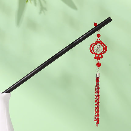 New Year Red Festive Chinese Style Hairpin Palace Style Tassel Walking Hair Hairpin Retro Hanfu Ancient Dress Cheongsam Hair Accessories Women