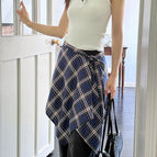 Blue and red plaid (without elastic band) / One size fits all