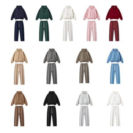 Cai Xiang Island Men's Clothing | Cross-Border American-Style Hooded Sweatshirt for Men, Autumn and Winter Loose Street Fashion Hoodie and Sweatpants Set for Men
