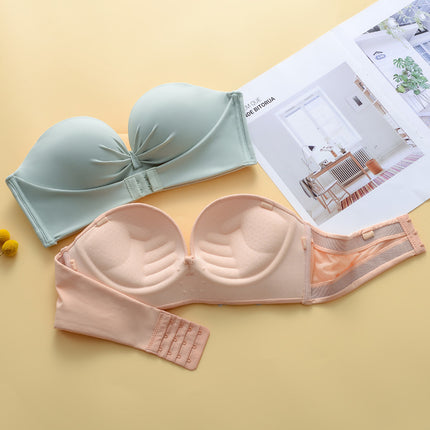 Half cup strapless spring and summer new underwear women's wireless push up top support non-slip beauty back front buckle bra wholesale