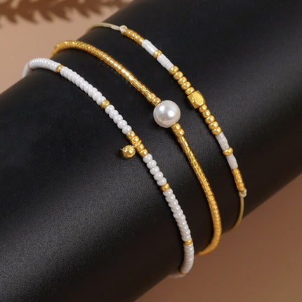 2025 European and American Cross-Border New Personalized 4-Piece Set of Pearl Chain Bracelets That Can Be Stacked with Paper Clip Chain Accessible Luxury Hand Accessories
