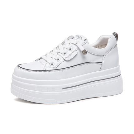 Small Size Women's Shoes 2026 Spring and Summer New Thick-Soled Height-Increasing White Sneakers for Petite Women, Lace-Free White Sneakers, Women's Flats