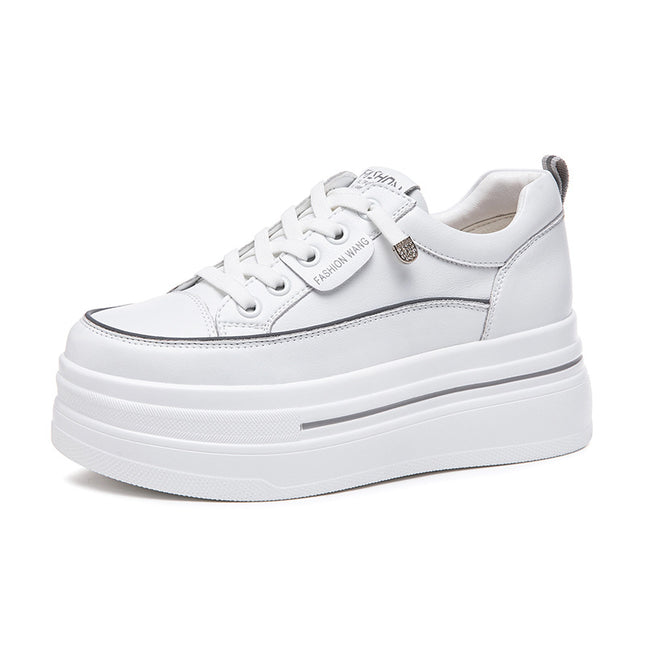Small Size Women's Shoes 2026 Spring and Summer New Thick-Soled Height-Increasing White Sneakers for Petite Women, Lace-Free White Sneakers, Women's Flats
