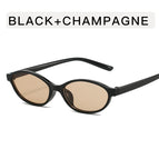Glossy black framed champagne slices