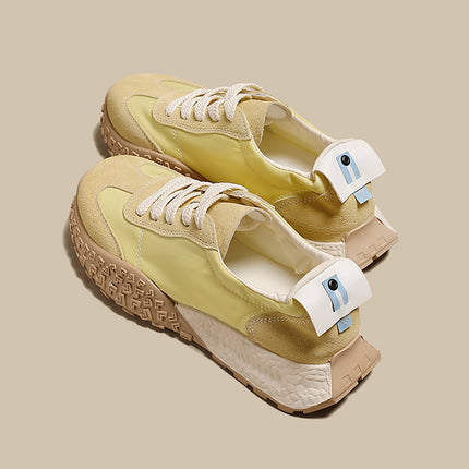 Genuine Leather Retro German Training Shoes for Women 2025 New Spring and Summer Thin Breathable Ballet Forrest Gump Shoes Yellow Casual Sports Shoes