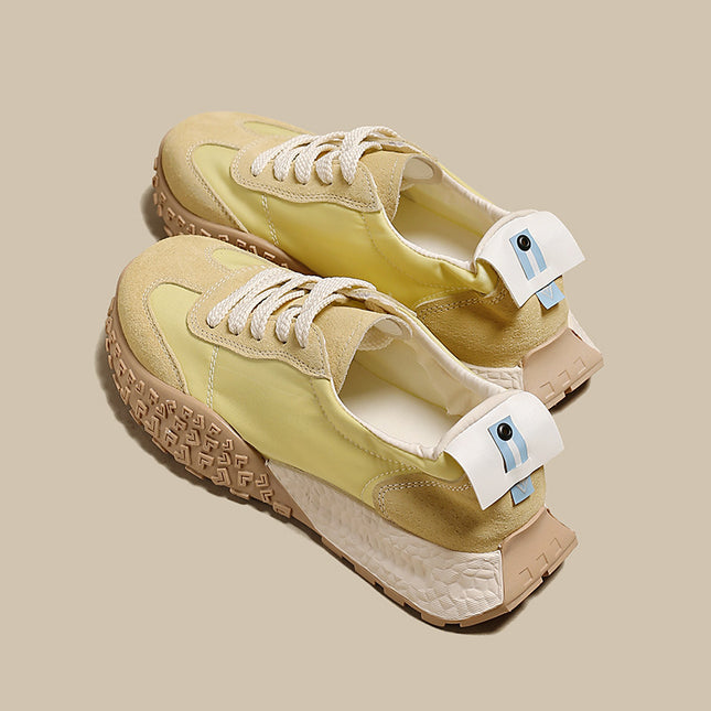Genuine Leather Retro German Training Shoes for Women 2025 New Spring and Summer Thin Breathable Ballet Forrest Gump Shoes Yellow Casual Sports Shoes