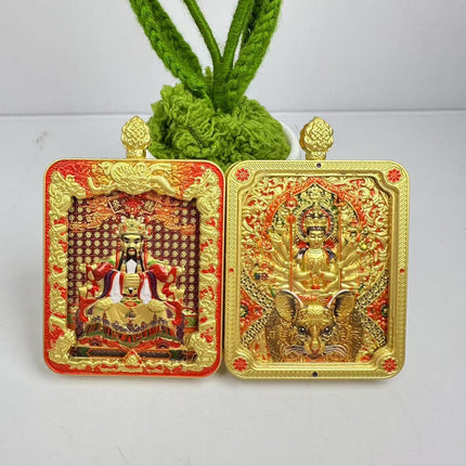 2025 New Dragon Wuye Zodiac Thangka Pendant Wuye Manjushri Double-Sided Copper Gilded Twelve Zodiac Mascot