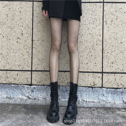 Internet Celebrity Retro Sexy Lace Pantyhose Gray Fishnet Stockings Spider Pattern Black Silk Fine Mesh Black Leggings