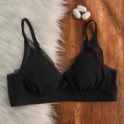 Summer sweet fairy pure desire small chest bra! Thin Gauze Triangle Cup Bra Mulberry Silk Silk Underwear Comfortable Cover