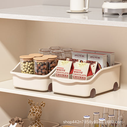 Cross-border Kitchen Storage Box Cabinet Desktop Storage Plastic Cabinet with Pulley Pot Lid Seasoning Storage Rack Amazon