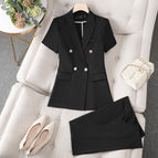 Short Sleeve-Black Suit Pants / S