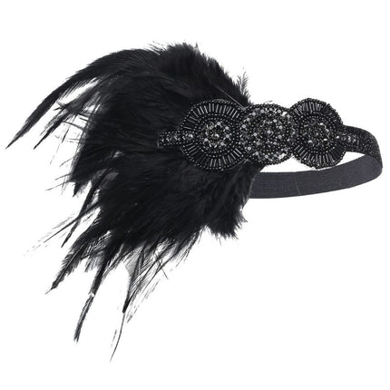 European and American Vintage Hair Band 1920 Great Gatsby Inspired Feather Headband Cocktail Party Hair Accessories