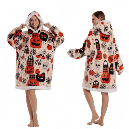 Temutk New Fruit-Themed Adult Sleepwear Autumn and Winter Thermal Wear Unisex Hooded Loungewear Couple Pajamas