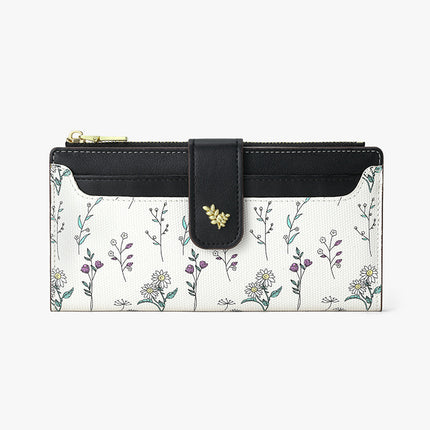 New Long Wallet Ins Women's Korean-style High-end Coin Purse Student's Fresh Flower Card Bag Cross-border Wallet