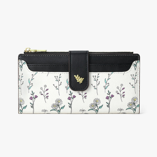 New Long Wallet Ins Women's Korean-style High-end Coin Purse Student's Fresh Flower Card Bag Cross-border Wallet