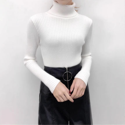Factory direct turtleneck sweater women's autumn and winter all-match inner slim fit slim top black fashion knitted base shirt