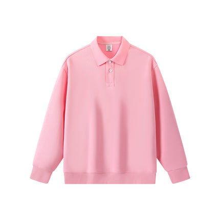 New Cross-Border 350g Cotton Polo Collar Sweatshirt for Men and Women, Couple's Sweatshirt, Autumn and Winter Loose Long-Sleeve Solid Color Top