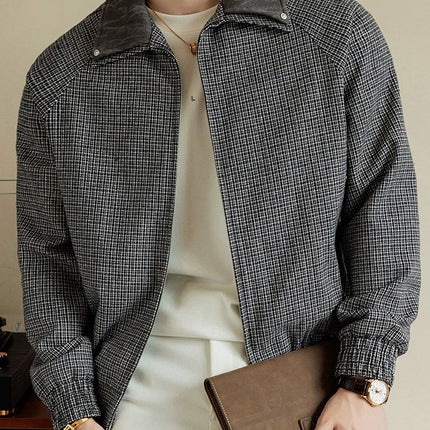 Plus-Size Men's Trendy Lapel Jacket Coat for Big Guys, Loose Outerwear for Spring and Autumn, High-End Feel