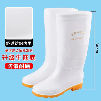 Food Hygiene Boots White Non-slip Labor Protection Rain Boots Wear-resistant Acid and Alkali Resistant Senior high school Low Tube Water Shoes Food Factory Work Shoes