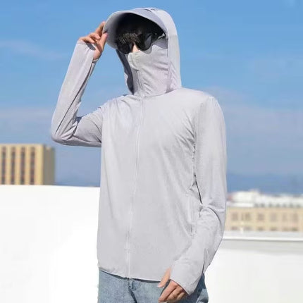 Sun-protective Clothing Men's UV-resistant Outdoor Biking Take-out Face-covered Ice Silk Fishing Skin Summer Breathable Sun-protective Clothing