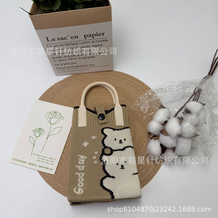 Girl's Heart-Shaped Knitted Crossbody Bag
