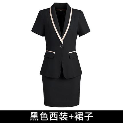 Summer short-sleeved suit suit women's thin business wear small temperament formal suit suit skirt front desk work clothes