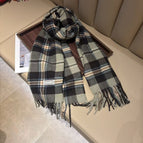 [light green] threaded plaid scarf / 175cm or more