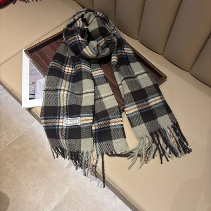 Classic Small Plaid Scarf for Women, New Winter Retro British Style, Warm Neck Protection, Cold-Proof, Thickened Trendy