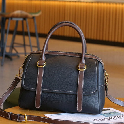 Cowhide Handbag 2025 New Shoulder Crossbody Bag Boston Pillow Bag Large Capacity Commuter Women's Bag High-End