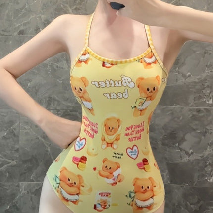 Cute Girl Slim-fit Slim-fit Small Chest Beautiful Back Professional Racing Swimming Lesson Training Student's Piece Swimsuit Women