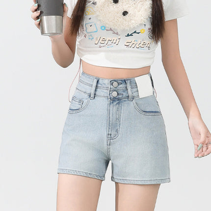 American Retro High Waist Denim Shorts Spring 2025 New Spice Girls Small Slimming Wide Leg A- shaped Hot Pants