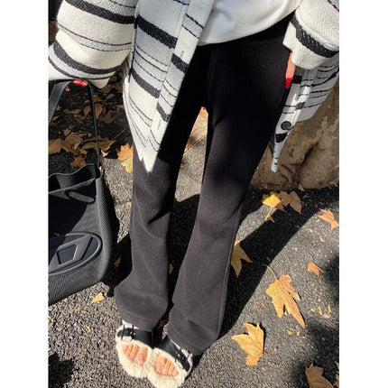 Corduroy Micro-pants Women's 2024 Autumn and Winter fleece-lined Thickened Casual All-match High Waist Slimming Micro-pants
