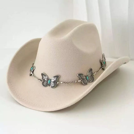 Solid Color Light Board Felt Western Cowboy Hat Outdoor Autum Hat Women's Simple French Hat Men's High-End