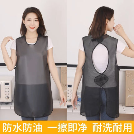 Apron tpu Waterproof oil-proof men's and women's household kitchen disposable aquatic catering work clothes sleeveless waist customizable