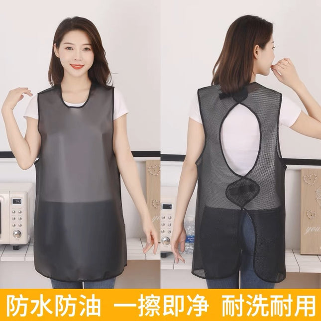 Apron tpu Waterproof oil-proof men's and women's household kitchen disposable aquatic catering work clothes sleeveless waist customizable